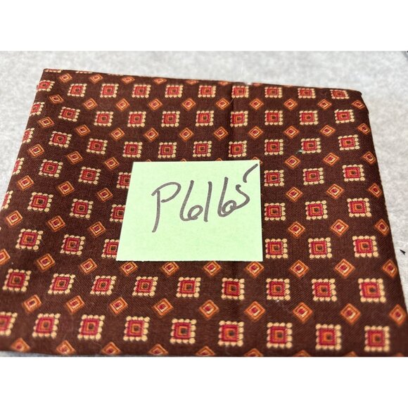 Vintage Brown Fabric Red & Gold Geometric Print 17" x 35" for Crafting / Sewing - Picture 4 of 4